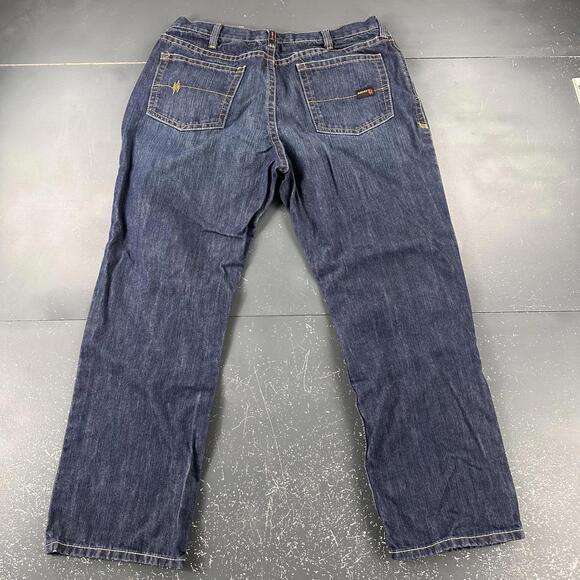 Ariat Flame Resistant Jeans Men 41x32 Dark Wash M4 Low Rise Boot Contrast Stitch - Picture 7 of 8